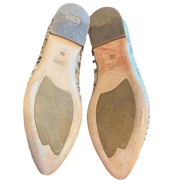 AGL Attilio Giustille Leombruni Snakeskin Print Leather Ballet Flat Size 5.5 - Picture 6 of 9